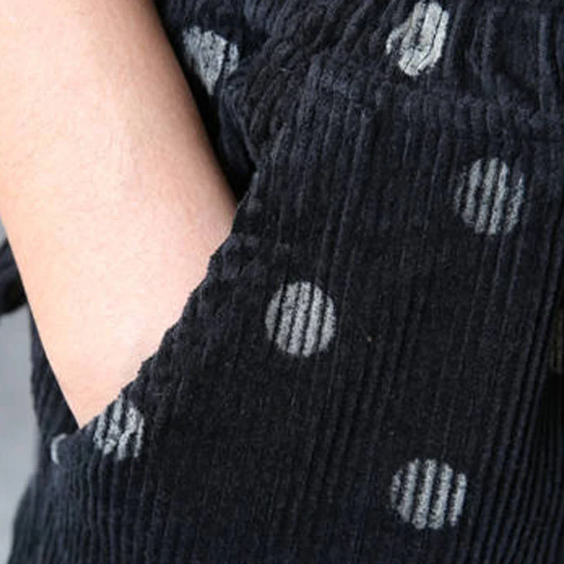 Pantaloni harem in velluto a coste con stampa a pois e tasche da donna Buddha Stones - Image 15