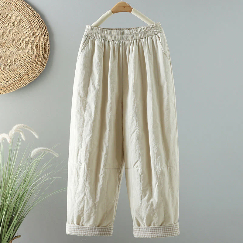 Pantaloni harem invernali da donna in cotone alla caviglia con tasche, Buddha Stones - Image 7