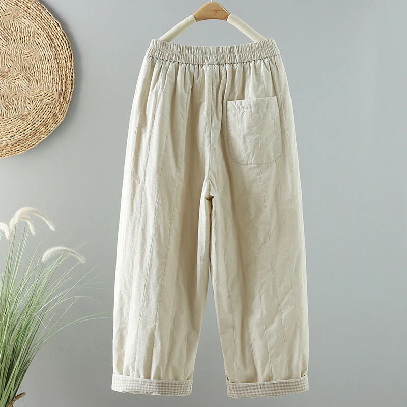 Pantaloni harem invernali da donna in cotone alla caviglia con tasche, Buddha Stones - Image 8