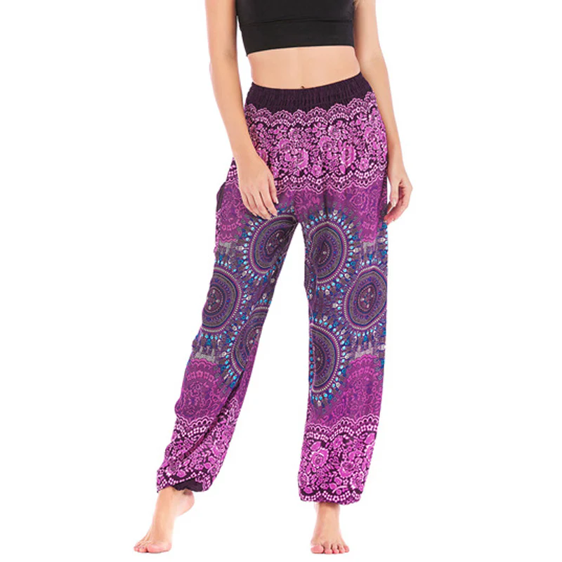 Pantaloni harem larghi Boho Buddha Stones Pantaloni yoga da donna