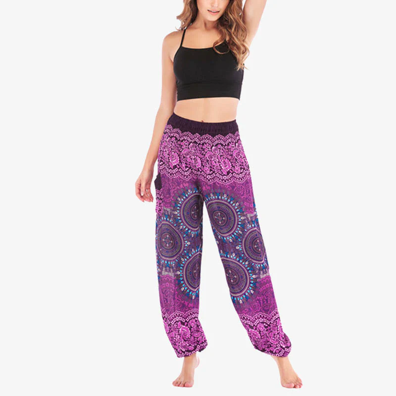Pantaloni harem larghi Boho Buddha Stones Pantaloni yoga da donna - Image 7