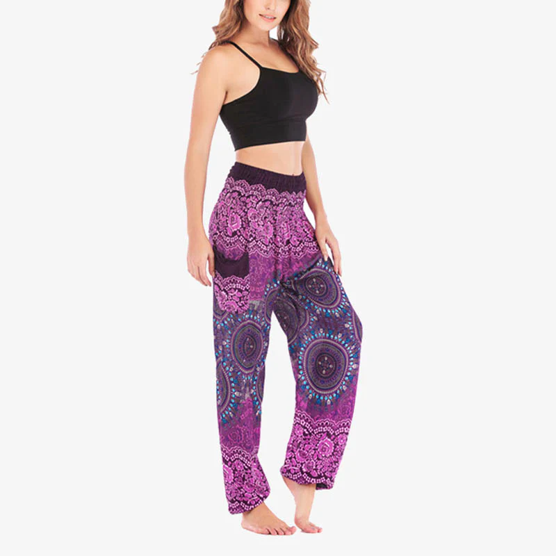 Pantaloni harem larghi Boho Buddha Stones Pantaloni yoga da donna - Image 9