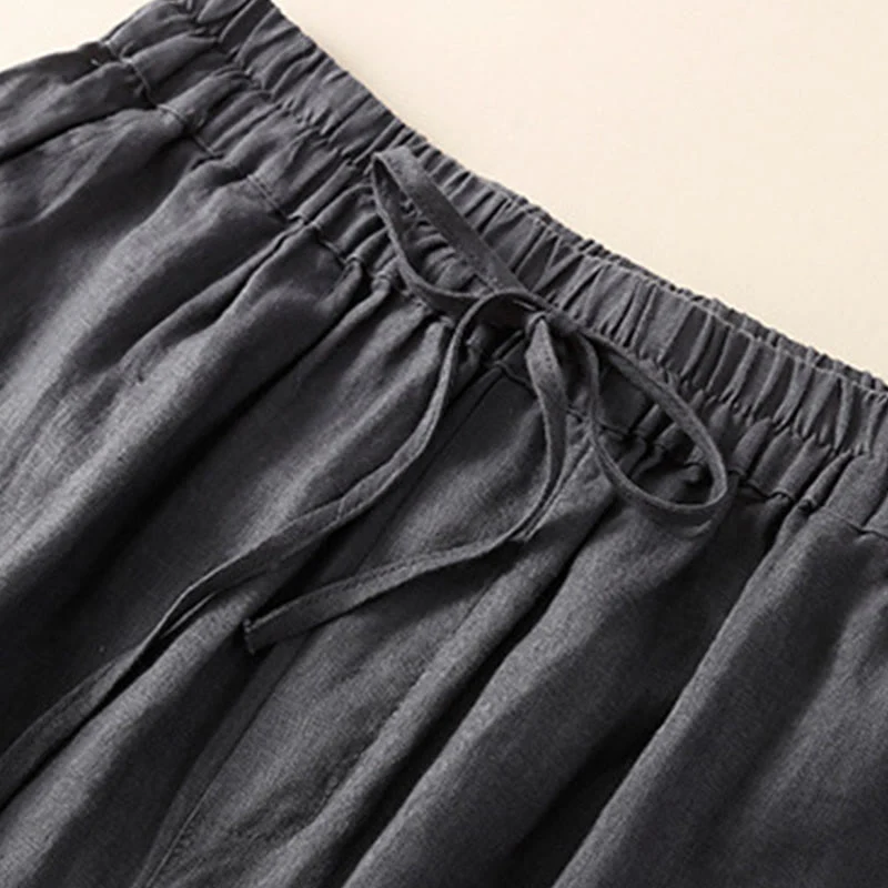 Pantaloni harem larghi con coulisse e tasche, motivo floreale in tinta unita con Buddha Stones - Image 16