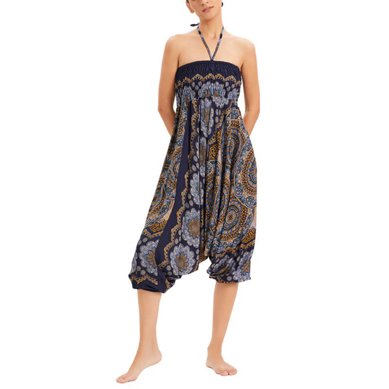 Pantaloni harem larghi con motivo a fiori mandala, pantaloni a vita alta, pantaloni da tuta, pantaloni da due stili Buddha Stones - Image 26