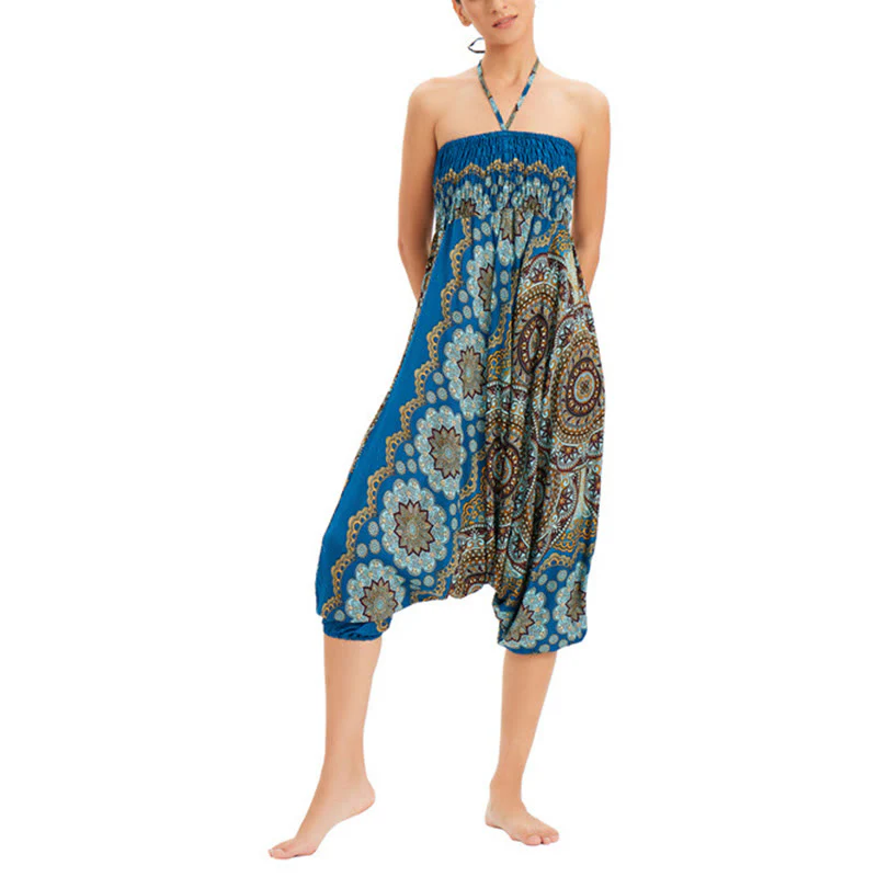 Pantaloni harem larghi con motivo a fiori mandala, pantaloni a vita alta, pantaloni da tuta, pantaloni da due stili Buddha Stones - Image 32