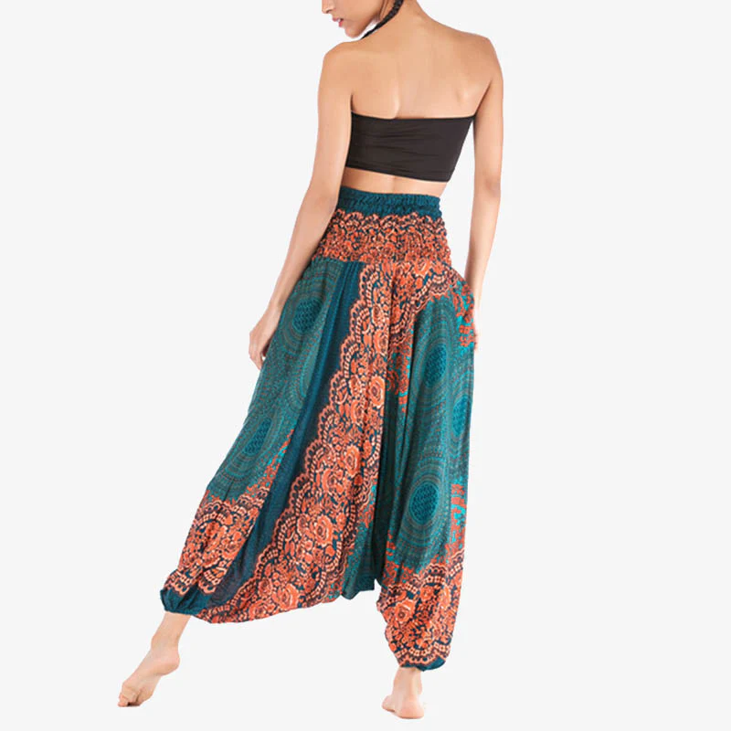 Pantaloni harem larghi con motivo geometrico rotondo Buddha Stones, due stili, tuta, pantaloni da yoga da donna a vita alta - Image 24