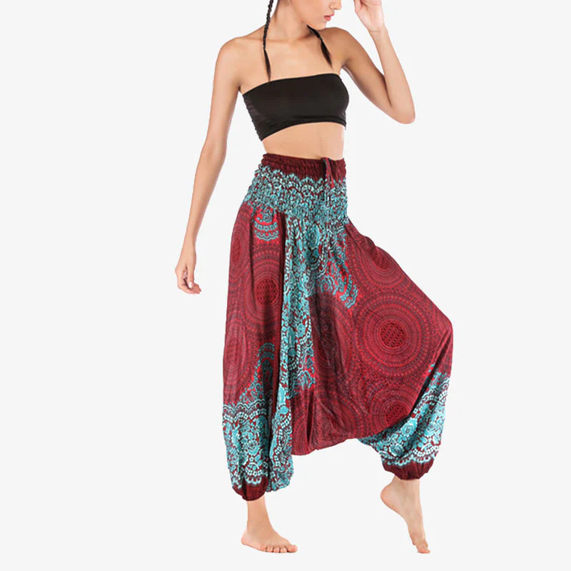 Pantaloni harem larghi con motivo geometrico rotondo Buddha Stones, due stili, tuta, pantaloni da yoga da donna a vita alta - Image 3