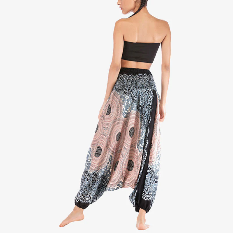 Pantaloni harem larghi con motivo geometrico rotondo Buddha Stones, due stili, tuta, pantaloni da yoga da donna a vita alta - Image 32