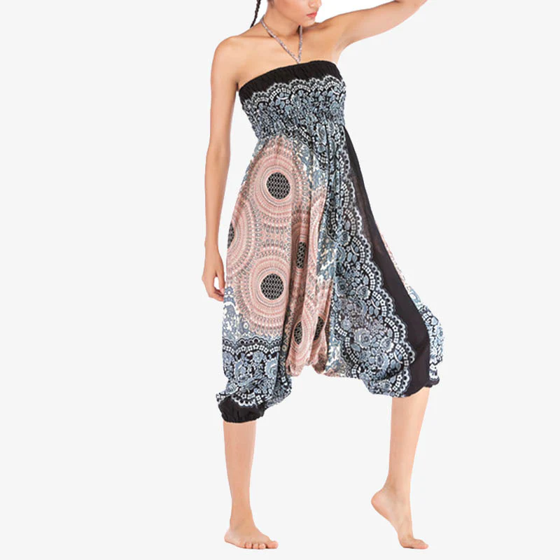 Pantaloni harem larghi con motivo geometrico rotondo Buddha Stones, due stili, tuta, pantaloni da yoga da donna a vita alta - Image 36