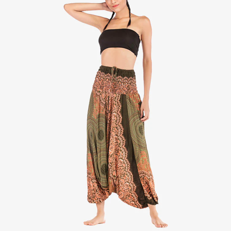 Pantaloni harem larghi con motivo geometrico rotondo Buddha Stones, due stili, tuta, pantaloni da yoga da donna a vita alta - Image 40