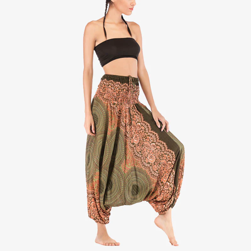 Pantaloni harem larghi con motivo geometrico rotondo Buddha Stones, due stili, tuta, pantaloni da yoga da donna a vita alta - Image 42