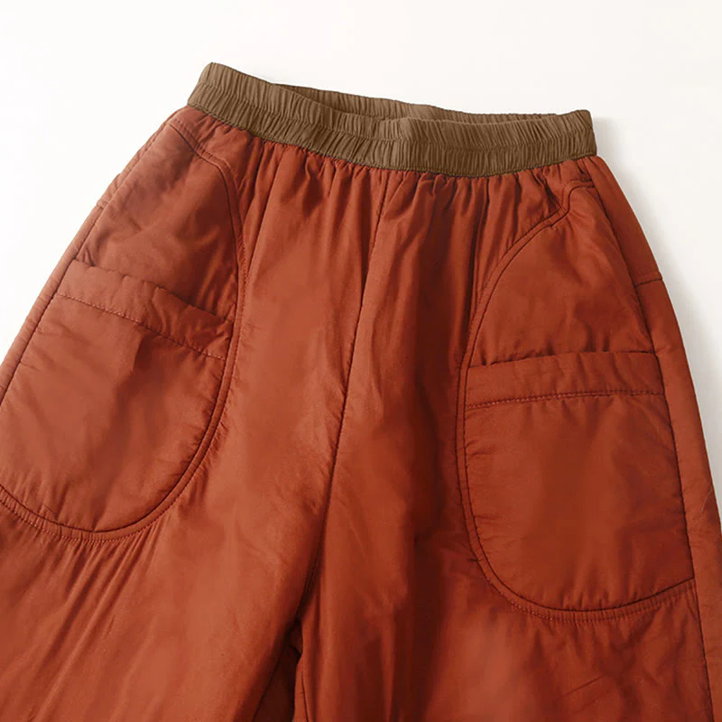 Pantaloni harem spessi con elastico in vita e tasche, modello invernale semplice da donna Buddha Stones - Image 8