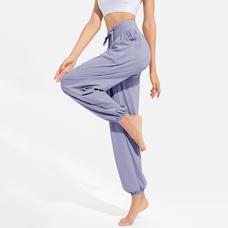 Pantaloni harem sportivi da yoga da donna con tasche e coulisse elastica in vita con motivo Buddha Stones - Image 3