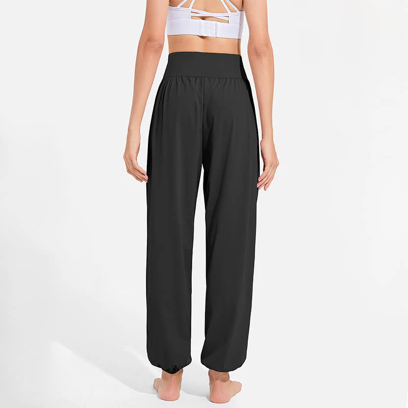 Pantaloni harem sportivi da yoga da donna con tasche e coulisse elastica in vita con motivo Buddha Stones - Image 8