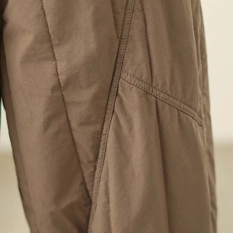 Pantaloni harem termici da donna in cotone a vita alta con elastico in vita e tasche, Buddha Stones Winter Plain - Image 19