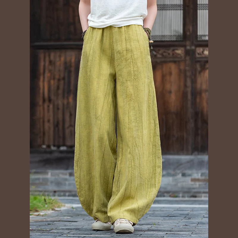 Pantaloni in lino e cotone ramiè Buddha Stones Pantaloni con design tie-dye Pantaloni larghi Zen Yoga da donna con tasche - Image 27
