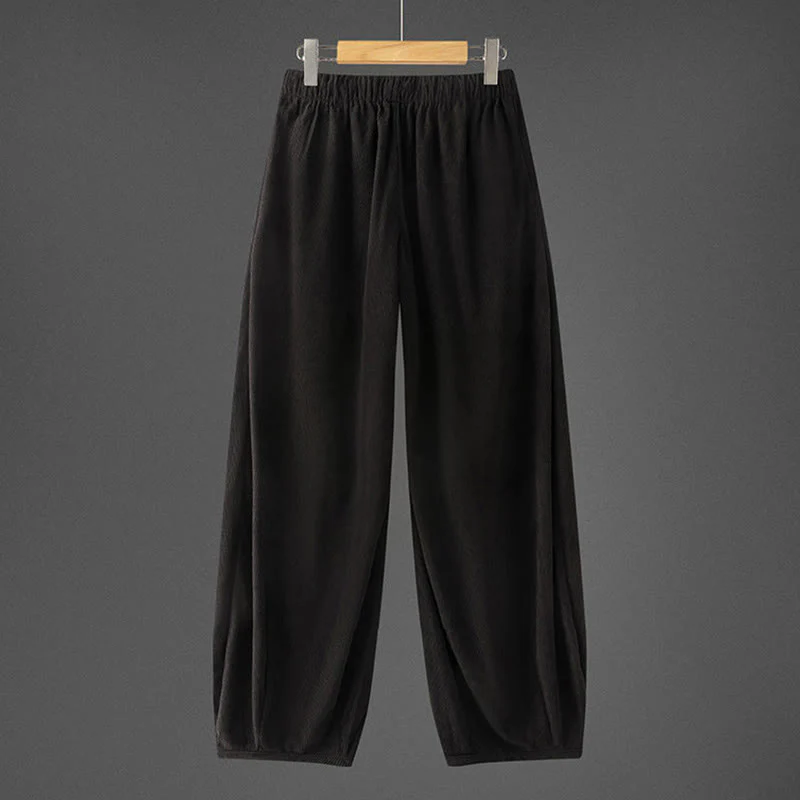 Pantaloni in velluto a coste con coulisse e elastico in vita, modello invernale da uomo Buddha Stones, con tasche - Image 10