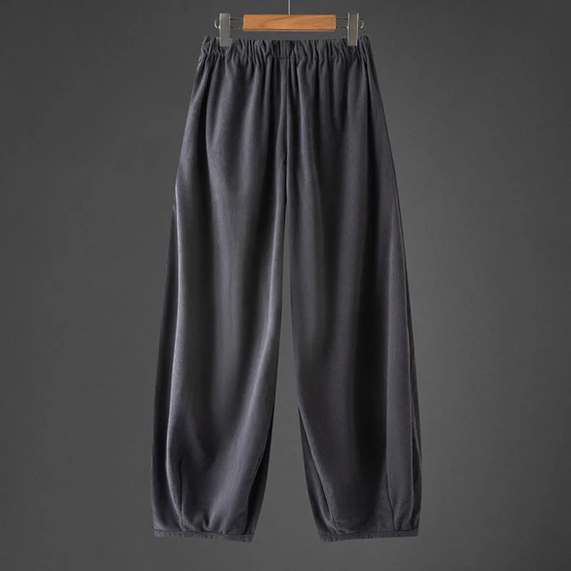 Pantaloni in velluto a coste con coulisse e elastico in vita, modello invernale da uomo Buddha Stones, con tasche - Image 2