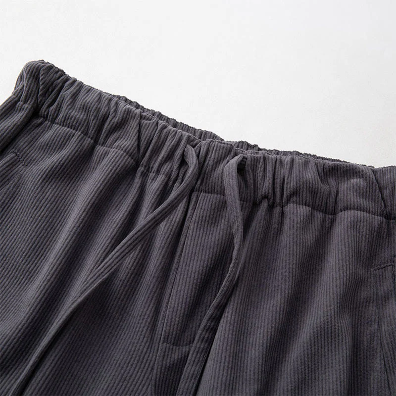 Pantaloni in velluto a coste con coulisse e elastico in vita, modello invernale da uomo Buddha Stones, con tasche - Image 3
