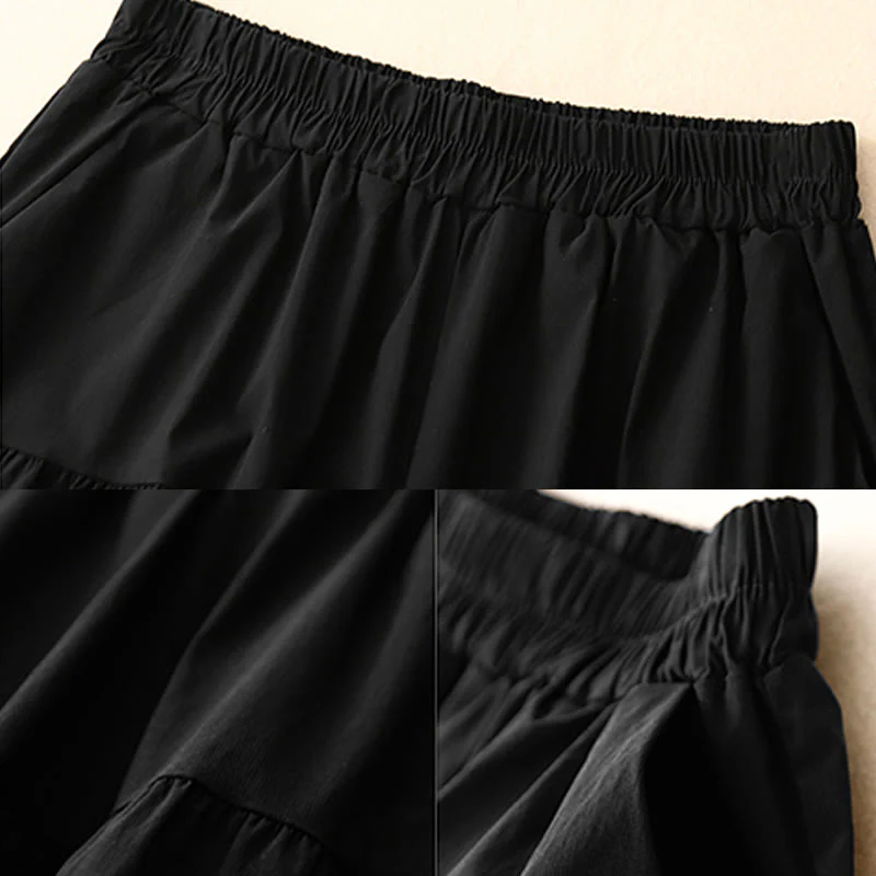 Pantaloni larghi casual da donna in cotone elasticizzato Buddha Stones, con tasche, lunghezza 7-8 - Image 12