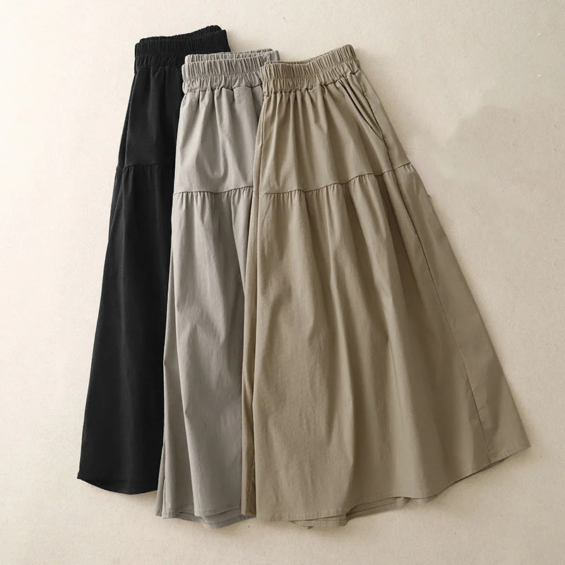 Pantaloni larghi casual da donna in cotone elasticizzato Buddha Stones, con tasche, lunghezza 7-8 - Image 15