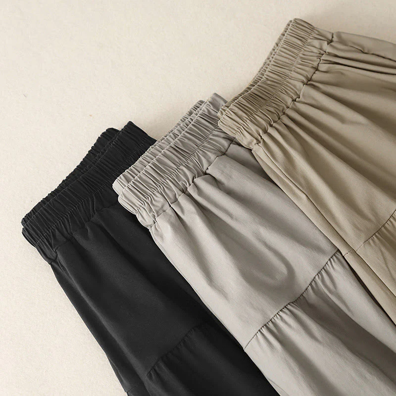 Pantaloni larghi casual da donna in cotone elasticizzato Buddha Stones, con tasche, lunghezza 7-8 - Image 16