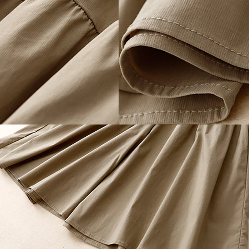 Pantaloni larghi casual da donna in cotone elasticizzato Buddha Stones, con tasche, lunghezza 7-8 - Image 5