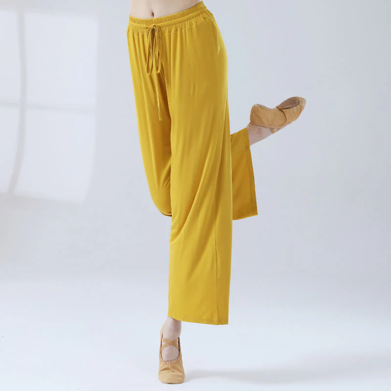 Pantaloni larghi con coulisse in modal Buddha Stones per yoga e danza - Image 14