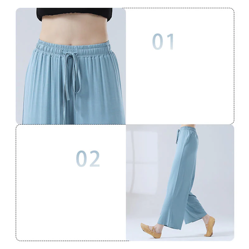 Pantaloni larghi con coulisse in modal Buddha Stones per yoga e danza - Image 8