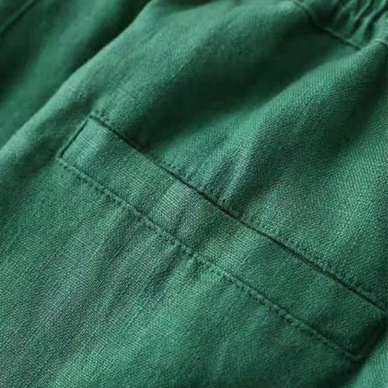 Pantaloni larghi casual con vita alta e lacci Buddha Stones con tasche - Image 17