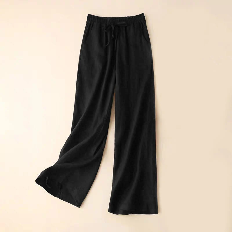 Pantaloni larghi casual con vita alta e lacci Buddha Stones con tasche - Image 18