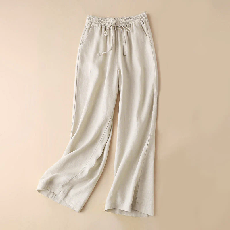 Pantaloni larghi casual con vita alta e lacci Buddha Stones con tasche - Image 25
