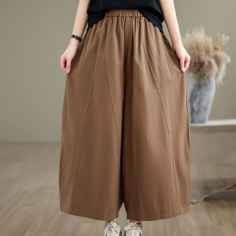 Pantaloni larghi da donna Buddha Stones, casual, in cotone tinta unita, con tasche, lunghezza 7-8 - Image 13
