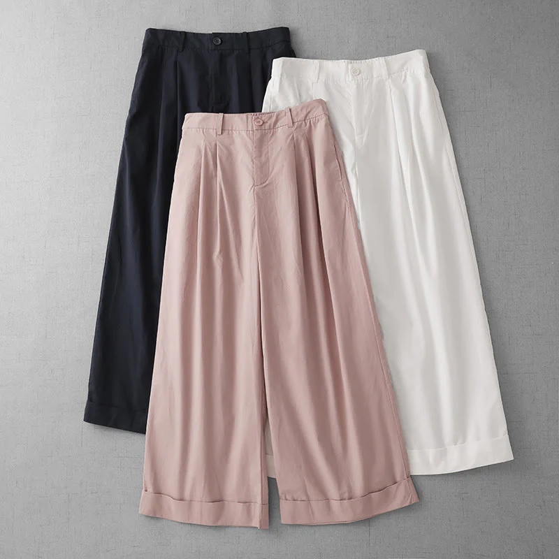 Pantaloni larghi da donna Buddha Stones, casual, in poliestere tinta unita, con tasche, lunghezza 7-8 - Image 18