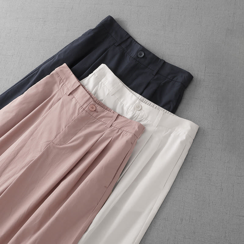 Pantaloni larghi da donna Buddha Stones, casual, in poliestere tinta unita, con tasche, lunghezza 7-8 - Image 19