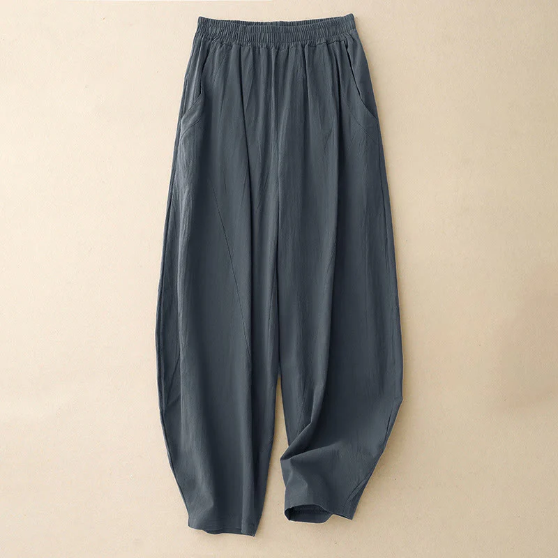 Pantaloni larghi da donna con tasche, Buddha Stones Fall, tinta unita, patchwork, design semplice - Image 11