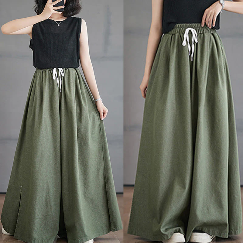 Pantaloni larghi da donna con tasche e apertura a fessura in stile retrò Buddha Stones - Image 10