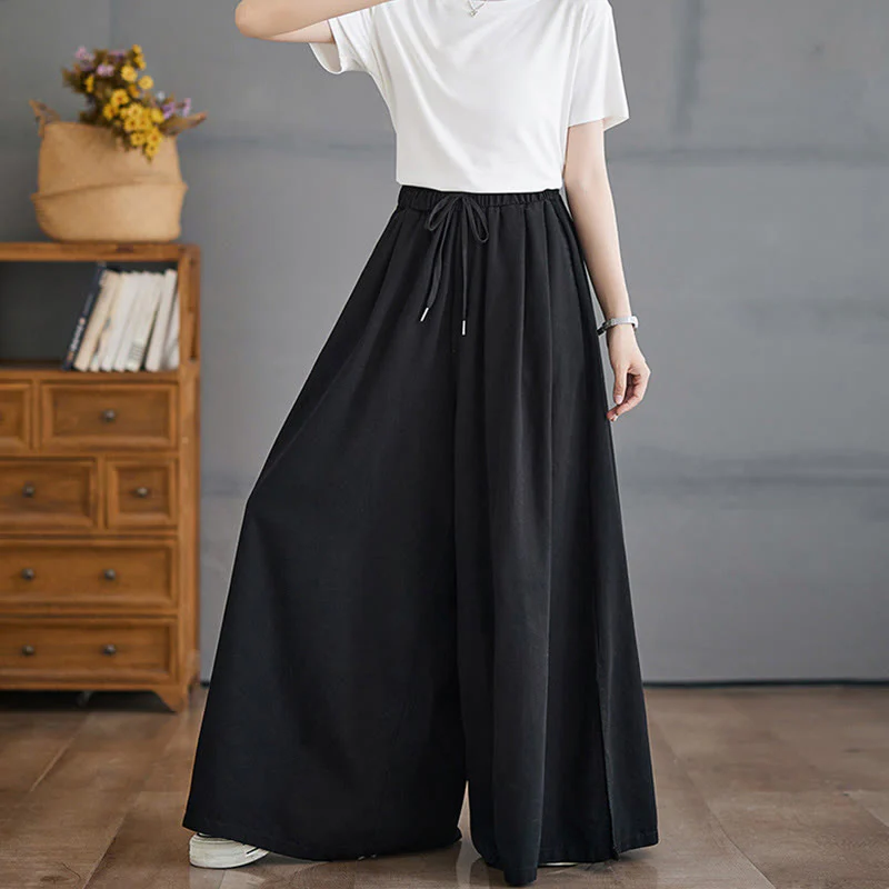 Pantaloni larghi da donna con tasche e apertura a fessura in stile retrò Buddha Stones - Image 12