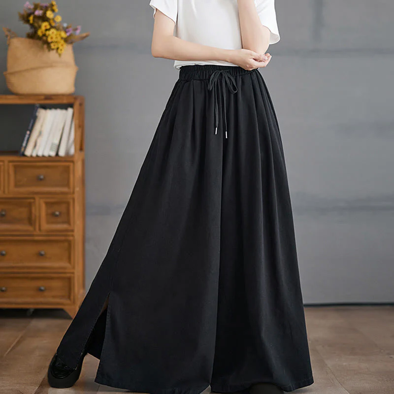 Pantaloni larghi da donna con tasche e apertura a fessura in stile retrò Buddha Stones - Image 13