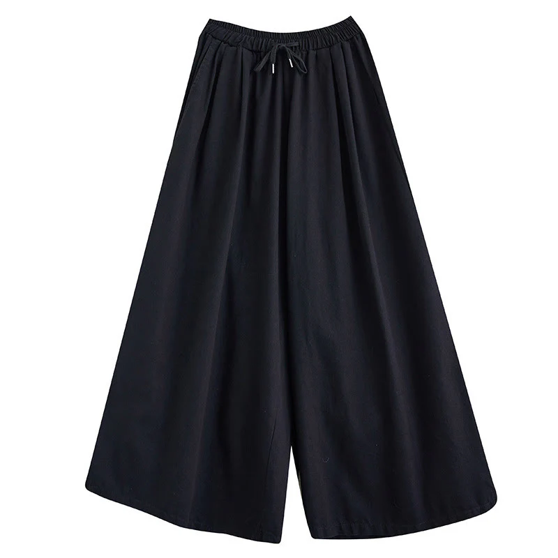 Pantaloni larghi da donna con tasche e apertura a fessura in stile retrò Buddha Stones - Image 22