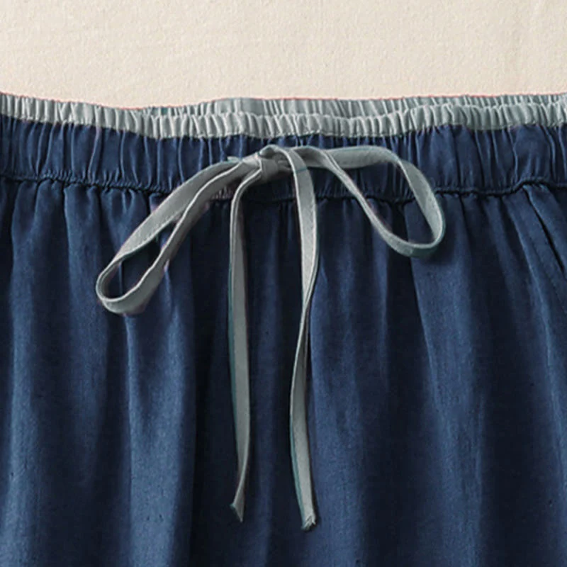 Pantaloni larghi da donna in cotone con coulisse, stile casual, motivo Buddha Stones, con tasche e blocchi di colore - Image 15