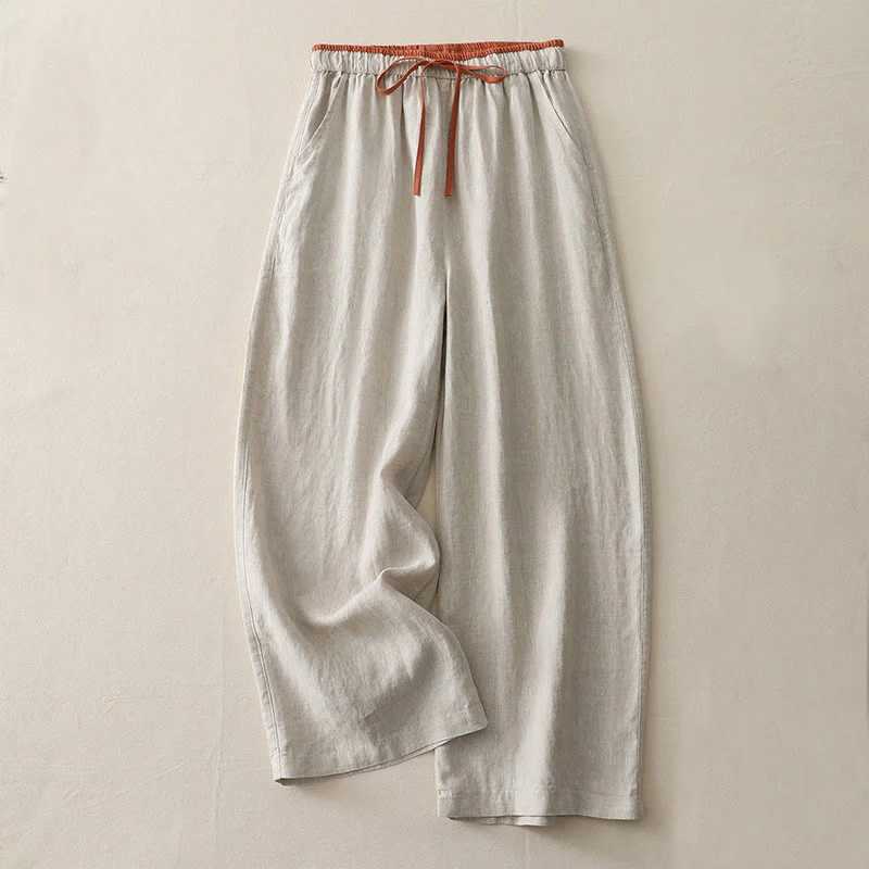 Pantaloni larghi da donna in cotone con coulisse, stile casual, motivo Buddha Stones, con tasche e blocchi di colore - Image 17