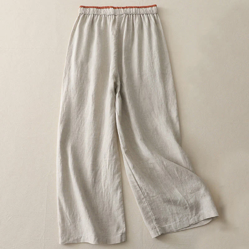 Pantaloni larghi da donna in cotone con coulisse, stile casual, motivo Buddha Stones, con tasche e blocchi di colore - Image 18