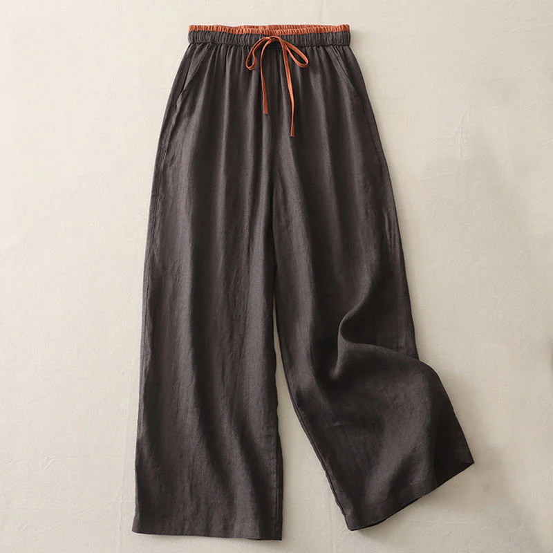 Pantaloni larghi da donna in cotone con coulisse, stile casual, motivo Buddha Stones, con tasche e blocchi di colore - Image 6