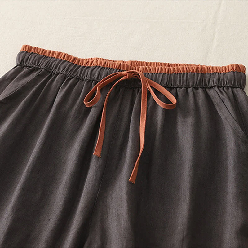 Pantaloni larghi da donna in cotone con coulisse, stile casual, motivo Buddha Stones, con tasche e blocchi di colore - Image 7