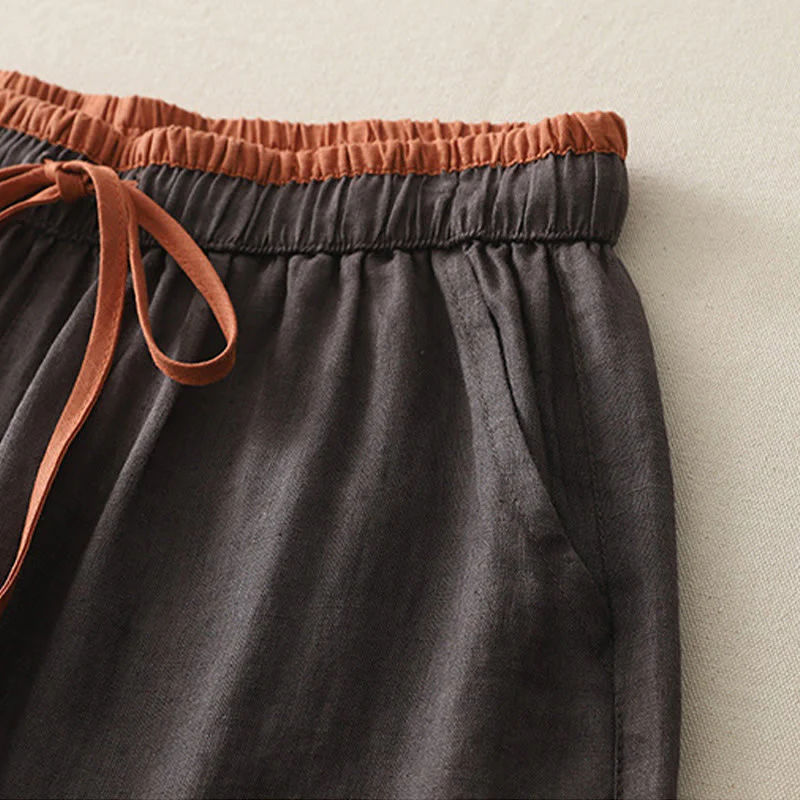 Pantaloni larghi da donna in cotone con coulisse, stile casual, motivo Buddha Stones, con tasche e blocchi di colore - Image 8