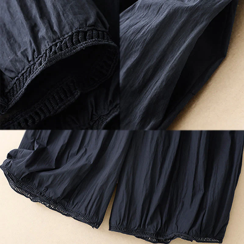 Pantaloni larghi da donna in cotone con orlo cavo, lunghezza 7-8, con tasche, modello Buddha Stones - Image 19