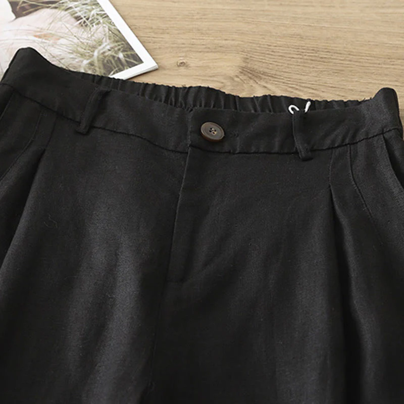Pantaloni larghi da donna in cotone con tasche e cerniera, stile retrò casual Buddha Stones - Image 17