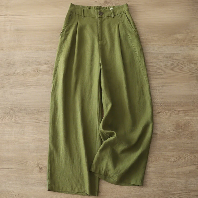 Pantaloni larghi da donna in cotone con tasche e cerniera, stile retrò casual Buddha Stones - Image 21