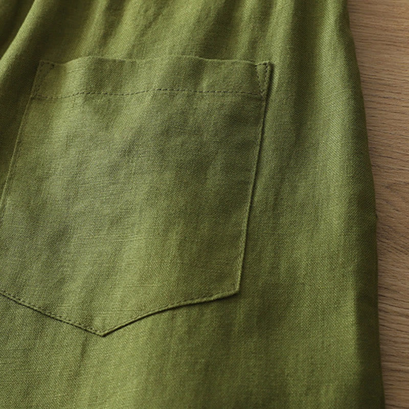 Pantaloni larghi da donna in cotone con tasche e cerniera, stile retrò casual Buddha Stones - Image 23